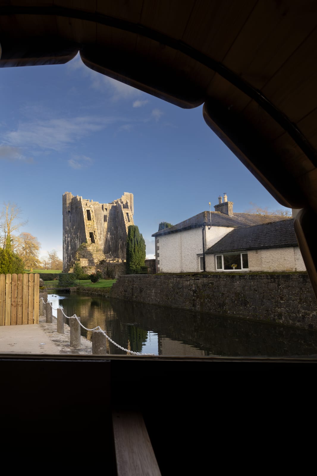 Sauna interior with warm lighting